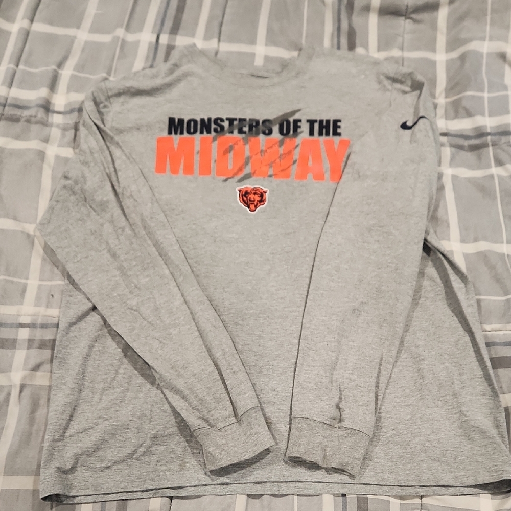 Nike Gray Long Sleeve Tee with Orange and Black Print